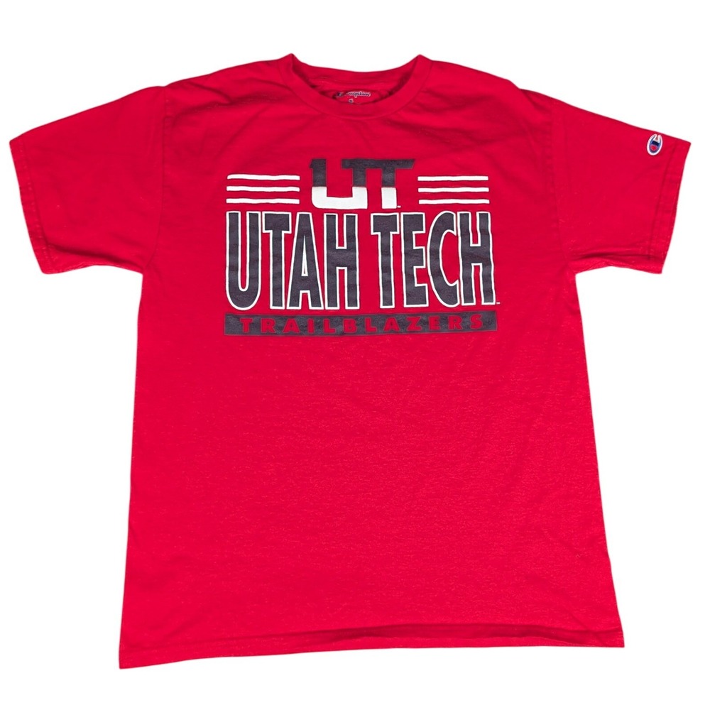 Champion Utah Tech Trailblazers T-Shirt Mens Medium Red Graphic Tee Excellent